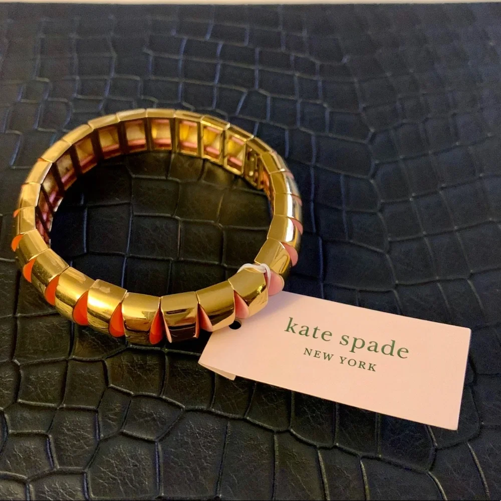 kate spade♠️sliced scallops metal stretch bracelet - Picture 5 of 8